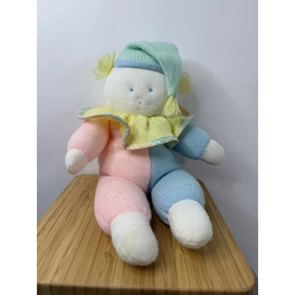 VTG Eden Pastel Clown Plush Knit Baby Color Block‎ 12